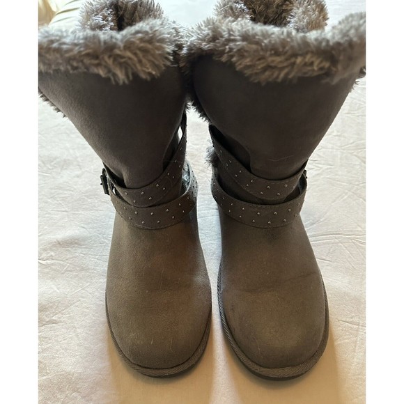Pacifica suede gray faux fur boots women size 8M - Picture 4 of 6